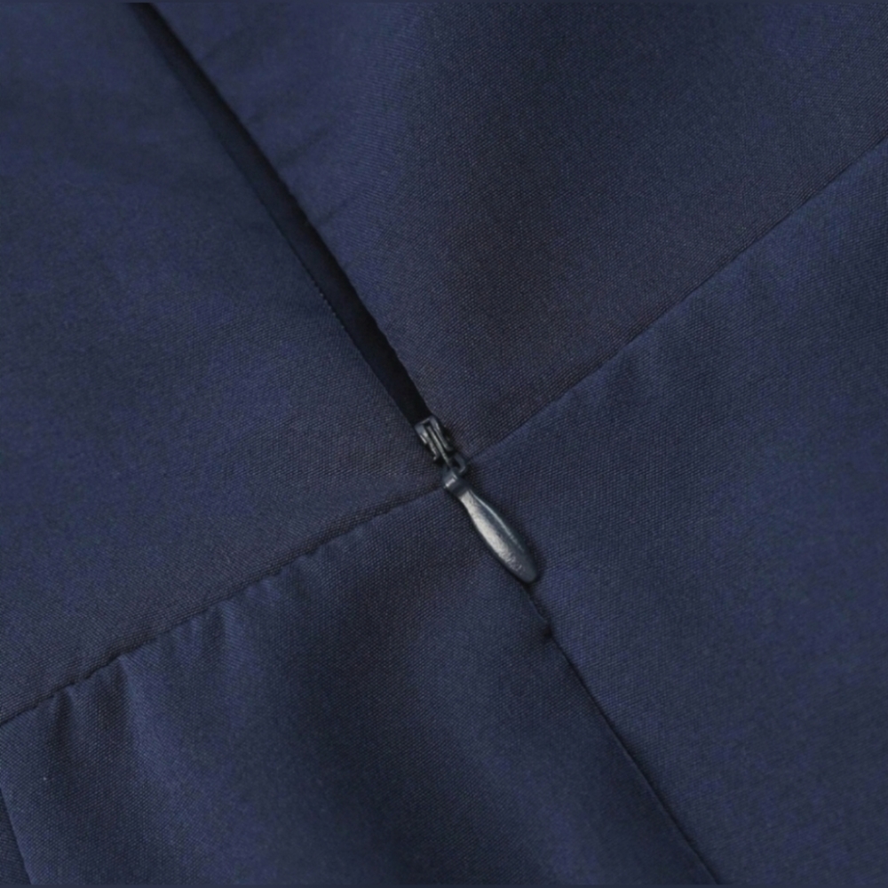 New Vintage Look Tie Ruched Top Split Maxi Dress Navy Blue - Picture 10 of 12